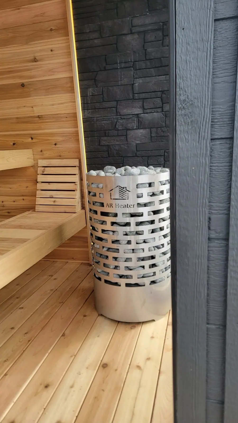 Electric heater in a modern sauna